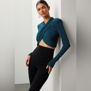 Bardot Womens Wren Green Wrap Top Size M MEDIUM